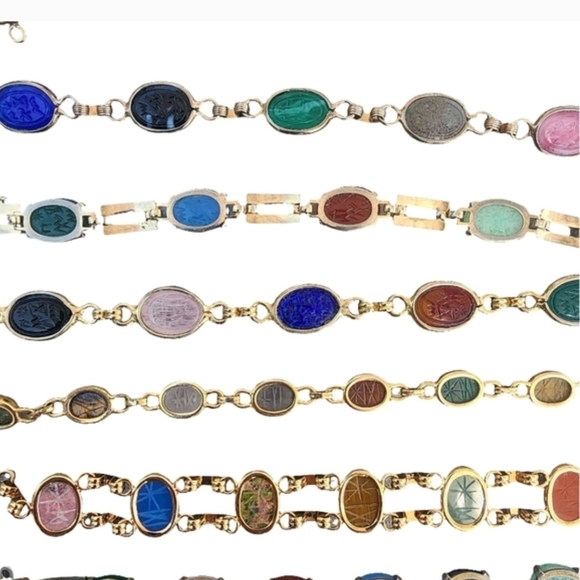 Vintage Jewelry Multi-Color Scarab Bracelet Set Lot Bundle Egypt Bugs Luck - Picture 12 of 17